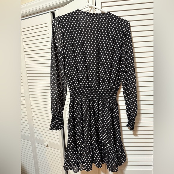 Michael Kors Black and White Polka Dot Long Sleeve Dress - Picture 2 of 2
